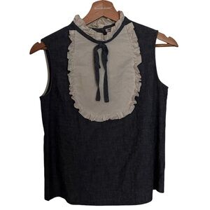 Elegant Miu Miu Denim Blue and White Sleeveless Top